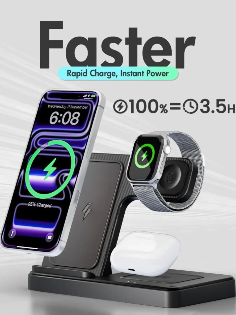 Wireless Charging Station for iPhone & Multiple Devices - Fast, Convenient Power